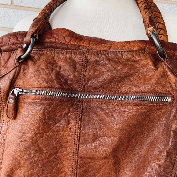 Spikes & Sparrow Brandy Brown Leather Shoulder Bag Purse Boho Distressed - Picture 5 of 8